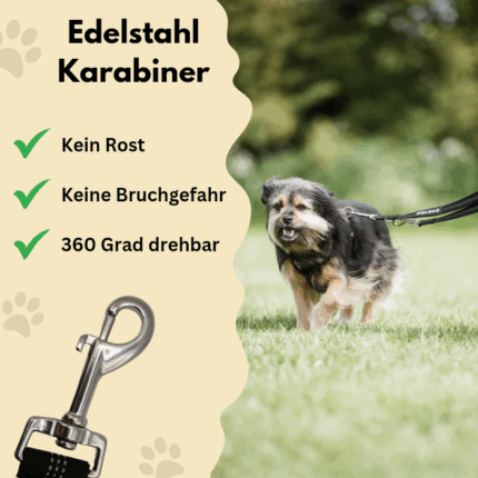 Kurze Hundeleine mit Edelstahl-Karabiner