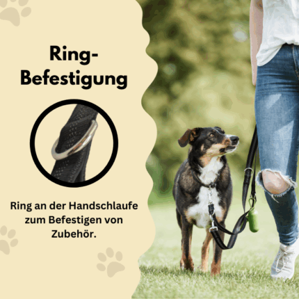 Hundeleine mit Ring-Befestigung an der Handschlaufe