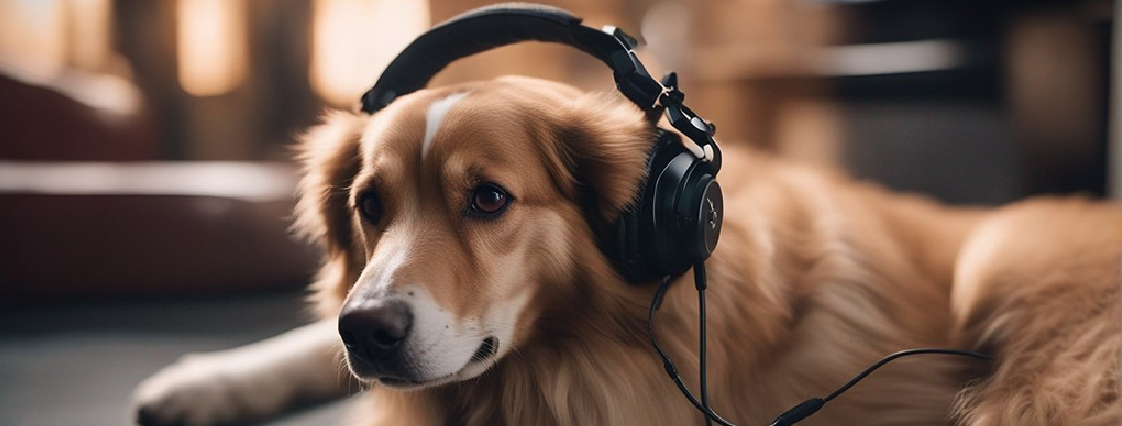 Hund mit Headset als Service-Kraft