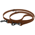 Verstellbare Biothane Leine in braun mit Karabiner in schwarz
