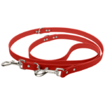 Verstellbare Biothane Leine in rot mit Karabiner in silber