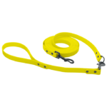 Biothane Schleppleine mit 40cm Kurzführer in neon-gelb mit Metallteile in schwarz