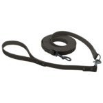 Biothane Schleppleine mit 40cm Kurzführer in schwarz mit Metallteile in schwarz