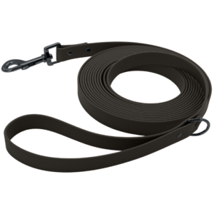 Biothane Schleppleine in schwarz mit Karabiner in schwarz