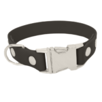 Biothane Halsband mit Klickverschluss in schwarz mit Metallteile in silber