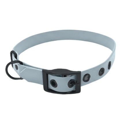 Biothane Halsband mit Schnalle in pastellblau mit Metallteile in schwarz