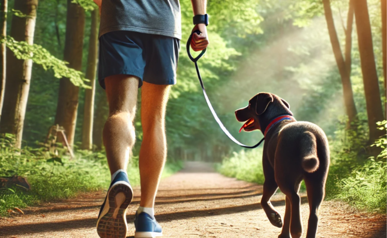 Mann joggt mit Hund