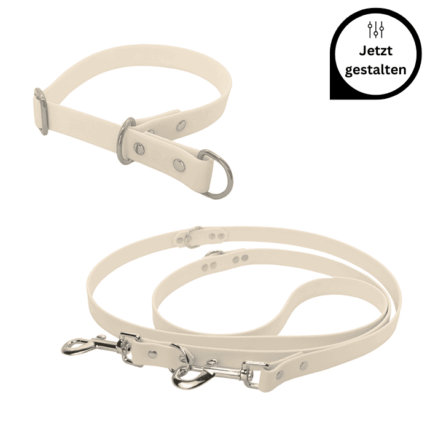 Biothane Set mit verstellbarer Leine und Halsband mit Zugstopp