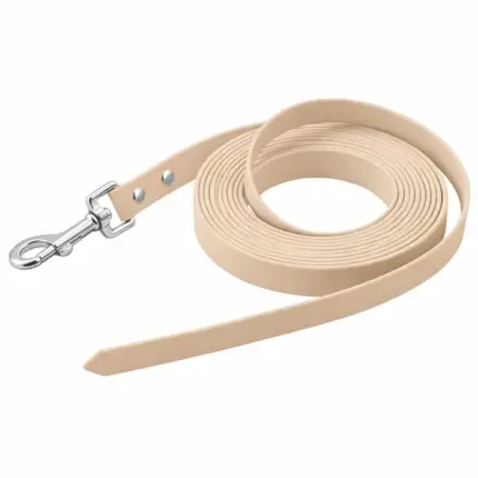Biothane Schleppleine ohne Schlaufe in beige mit Karabiner in silber